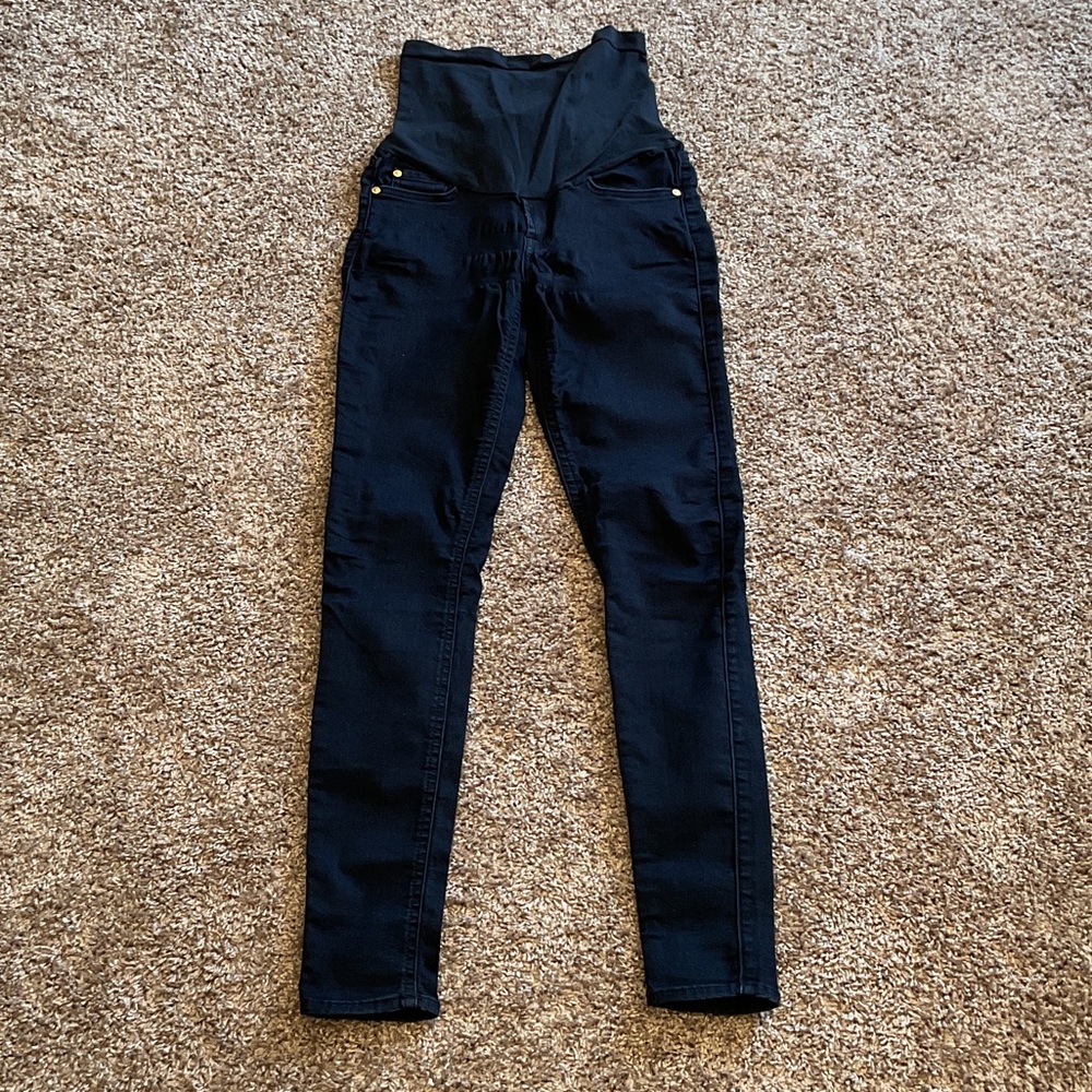 Elegant Dark Blue Maternity Skinny Jeans, Size 26